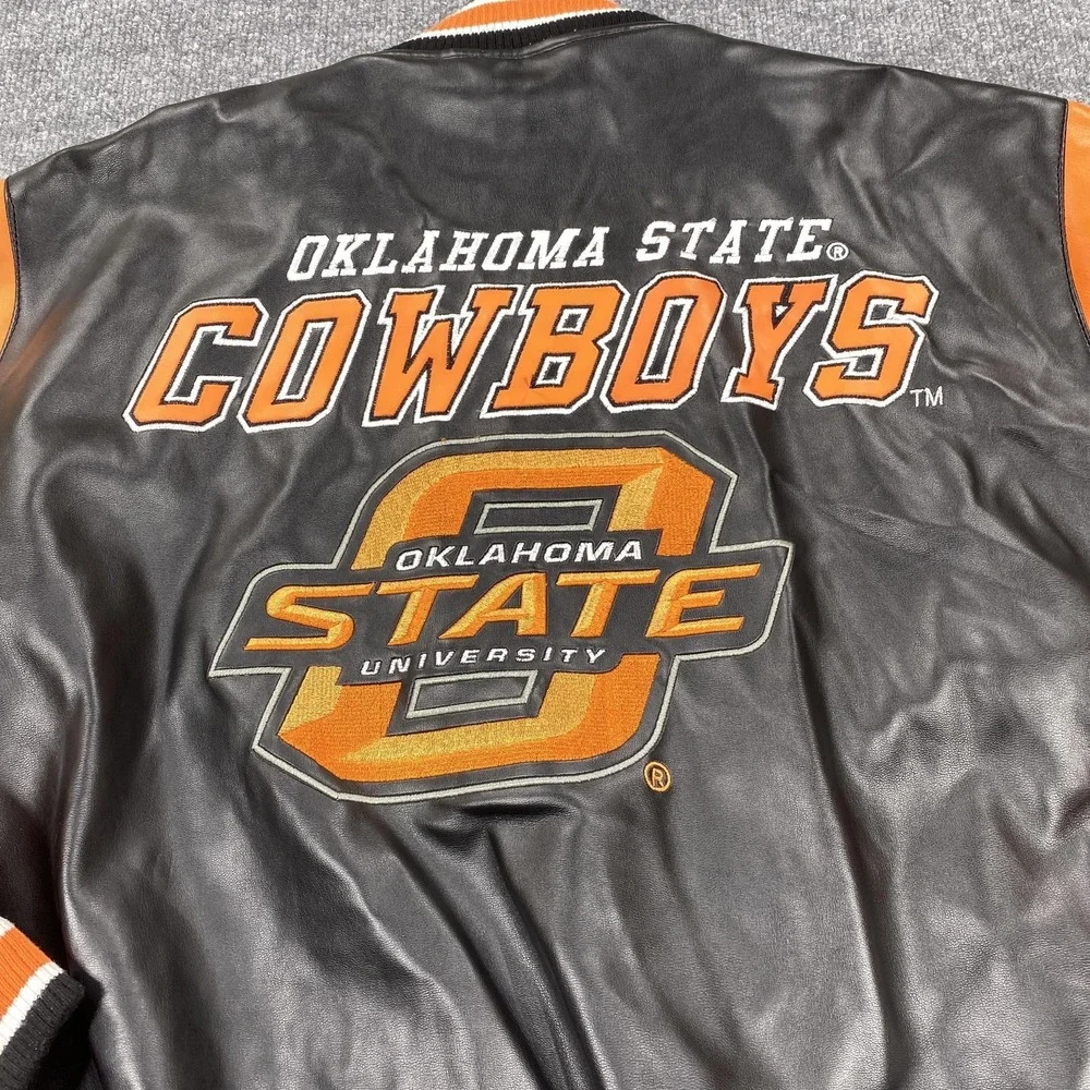 Vintage‎ Oklahoma State Cowboys Jacket Mens XL Black Orange NCAA Football G-III